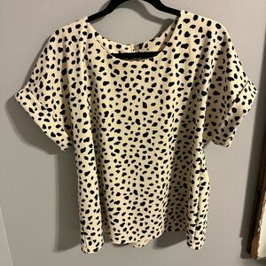 MELLODAY Cream and Black Spotted Blouse